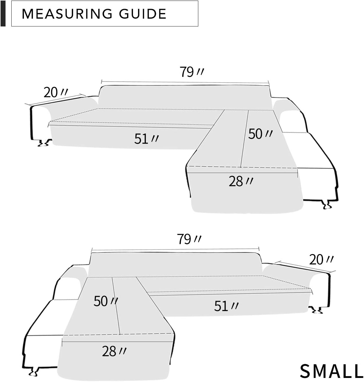 Easy-Going L Shape Sofa Slipcover - Reversible Chaise Cover - Furniture Protector for Pets, Kids, Dogs, Cats (Small, Greyish Green/Greyish Green)