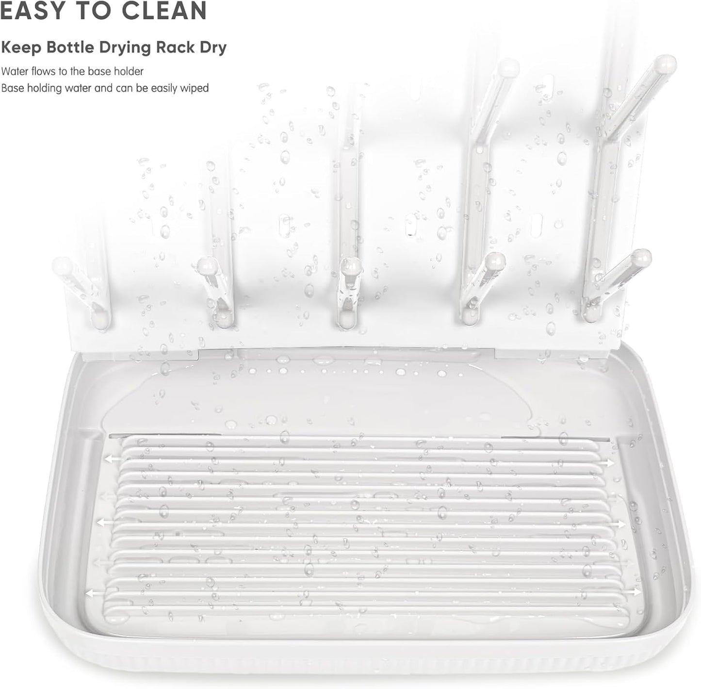 Termichy Baby Bottle Drying Rack: Large Vertical Bottle Dryer Rack Holder - Space Saving Standing Drying Rack for Baby Bottles and Pump Part Cleaning (White)