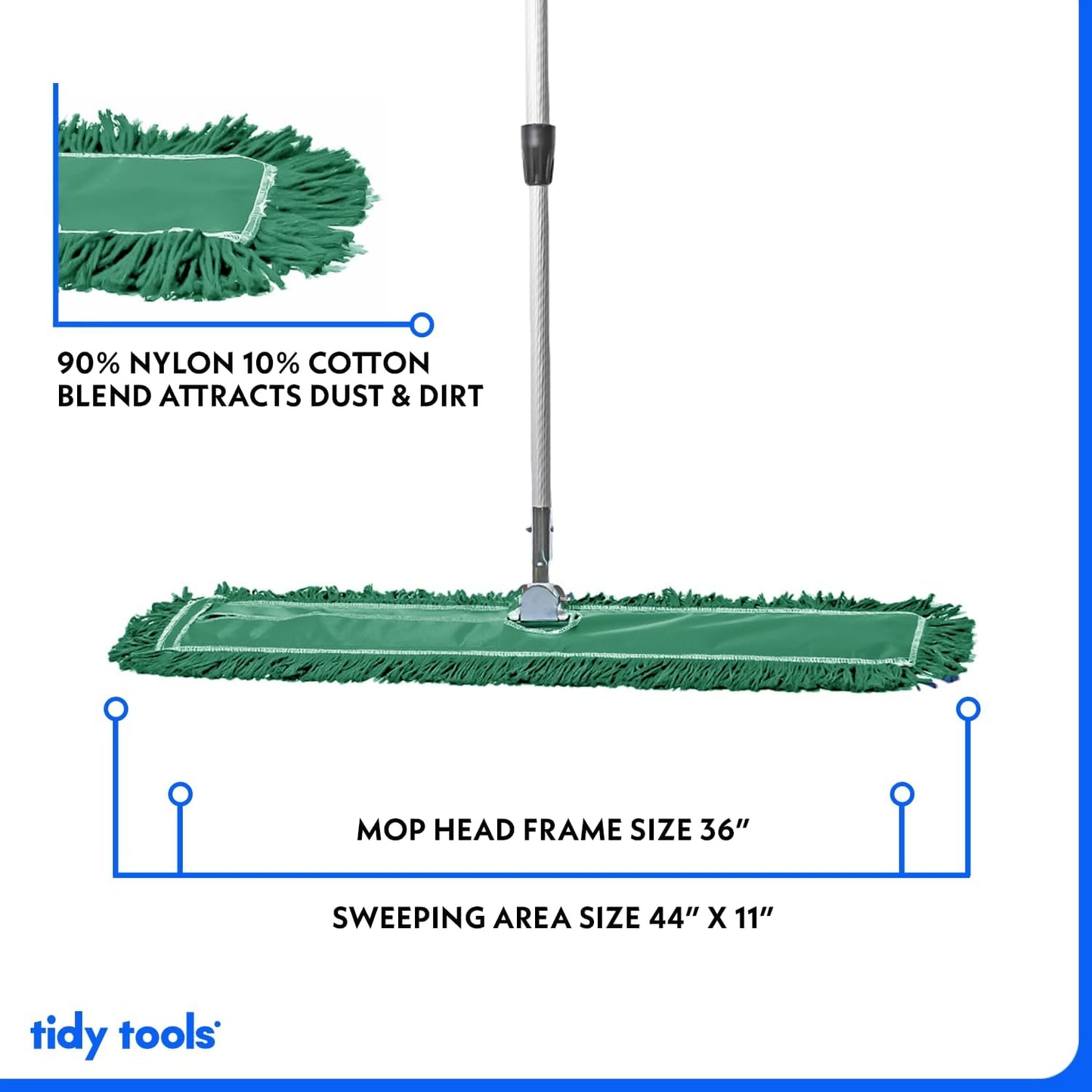 36 Inch Green Commercial Dust Mop & Floor Sweeper with Extendable Handle – Mop for Hardwood, Tile, and Concrete Floor Cleaning
