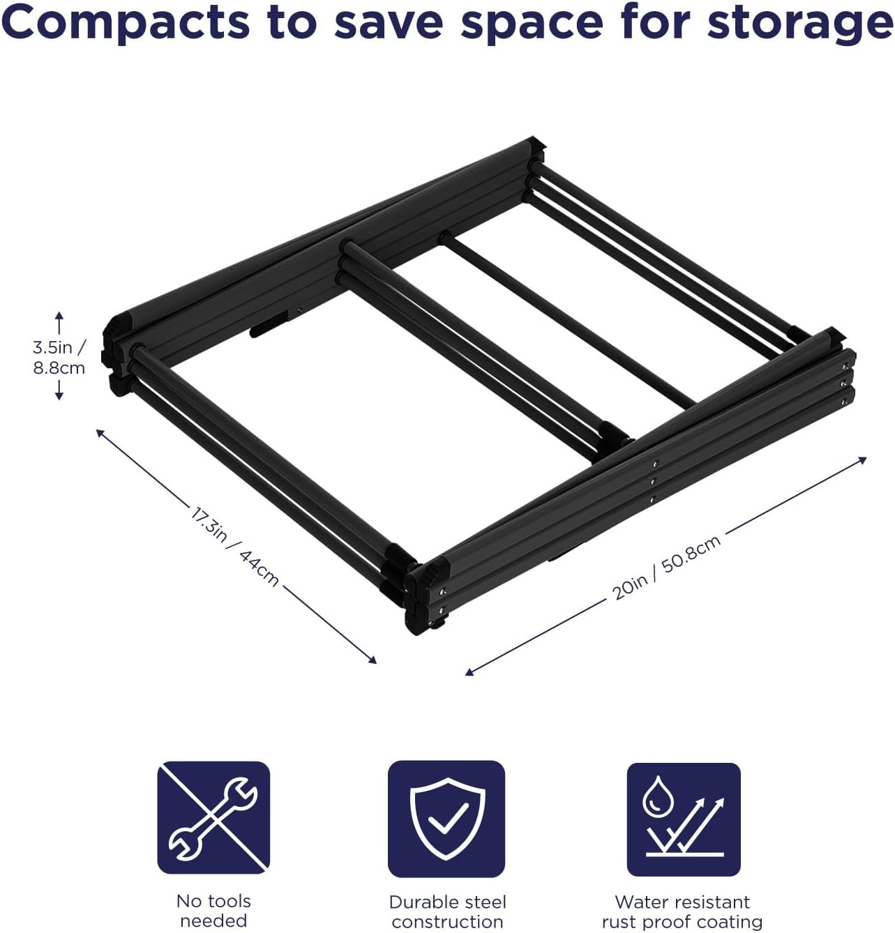 BLACK+DECKER Laundry Organization Expandable/Collapsible Clothes Drying Rack. Essential for Camping/Trailers or Anywhere You Air Dry Laundry. Oversized for Multiple Garments, (Black)