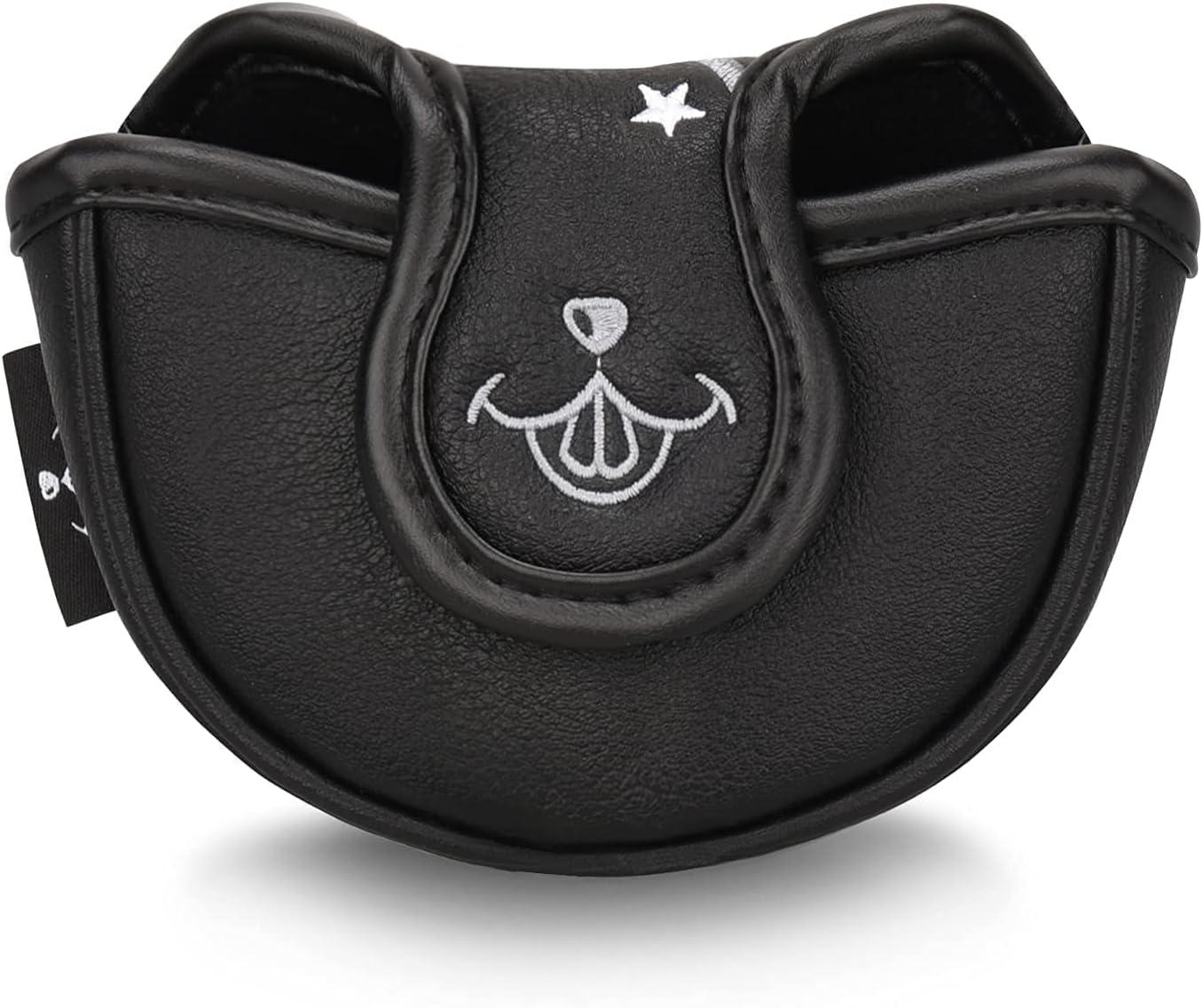 BIG TEETH Putter Cover Mallet Putter Cover Half Mallet Small Golf Headcover, Mini Club Head Protector Magnetic Closure Black Leather for Odyssey White Hot #5 Golf Rossie Tour Edge Chipper etc
