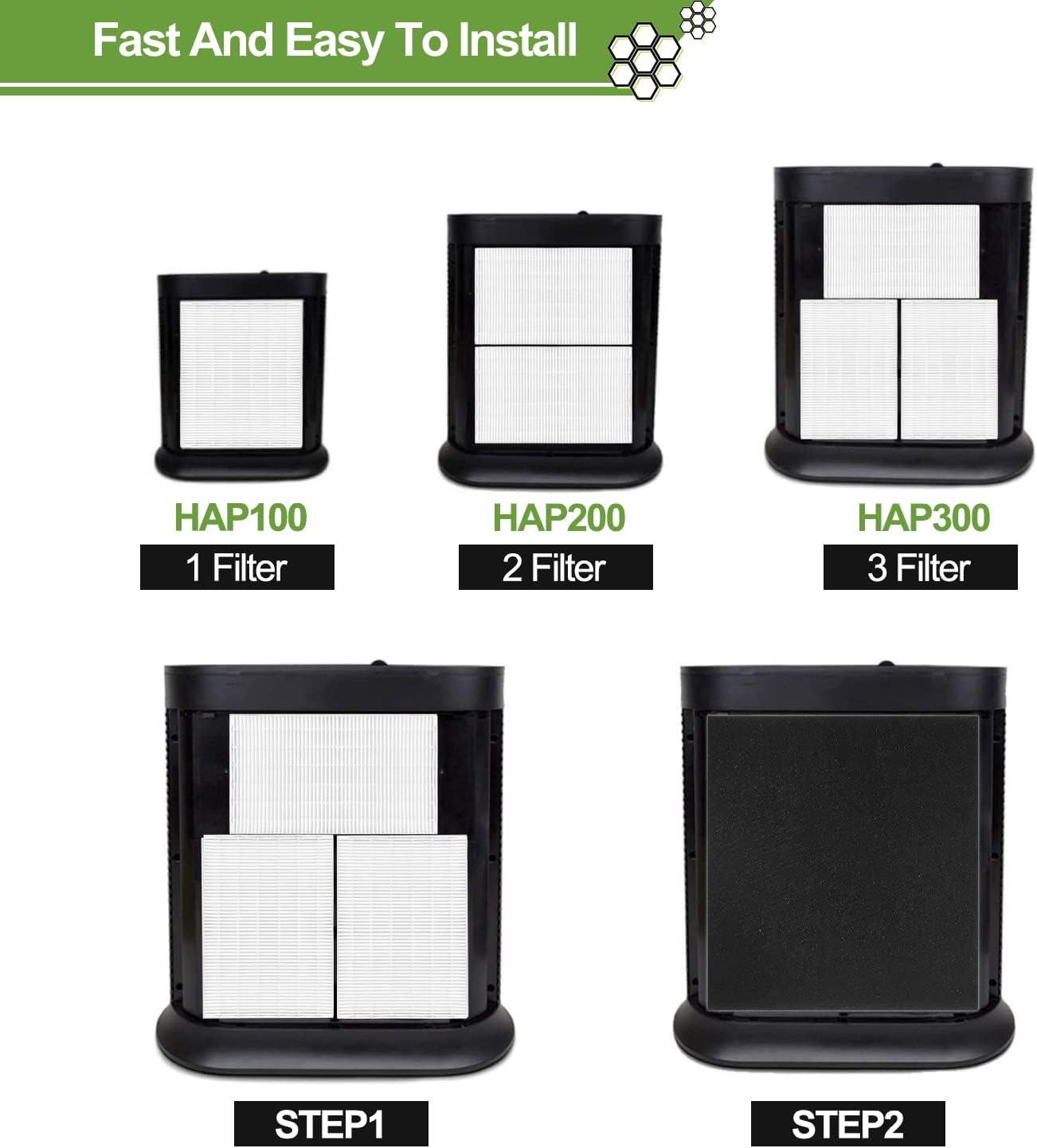 Smilyan 9 Pack Hpa300 HEPA Replacement Filter R for Honeywell HPA300 HPA200 HPA100 HPA090 Series Air Purifier, Compared to HRF-R3 HRF-R2 HRF-R1