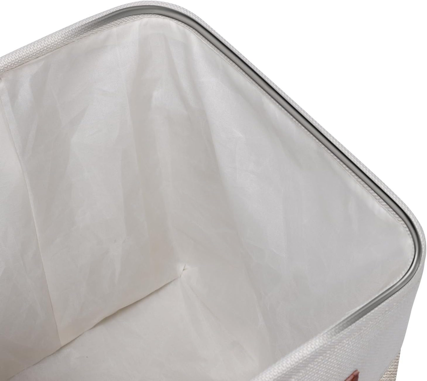 Univivi 4 PC Foldable Storage Baskets,10.5 inch Fabric Storage Bins for Shelf with Hard Bottom,Storage Baskets with PU Handles Cube Storage Bins for Closet Organizing (Khaki)