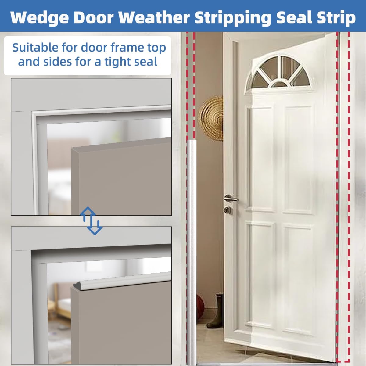 Wedge-Shape Window Weather Stripping Door Frame Seal Strip 196” Black,Upgrade Black Foam,Soundproofing,Draft Stopper,Winter Insulation,Noise Blocker, Gap Filler for Exterior Front Door Side