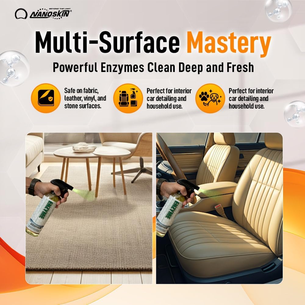 Nanoskin ENZYME Multi-Purpose Cleaner & Odor Eliminator 5 Gallon - Removes Complex Organic Stains, Dirt, Grease, and Grime from Multi Surfaces | For Automotive, Floor, Kitchen, Bathroom, Plumbing