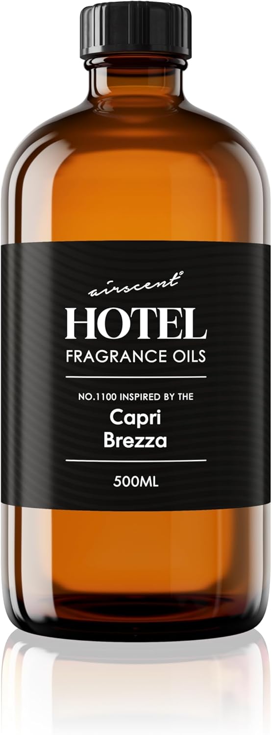 AirScent Capri Brezza Diffuser Oil No. 1100 - Volcano-Inspired Premium Fragrance Oil for Ultrasonic and Waterless Diffusers and Crafting - 500 ml, 16.9 fl oz Glass Bottle