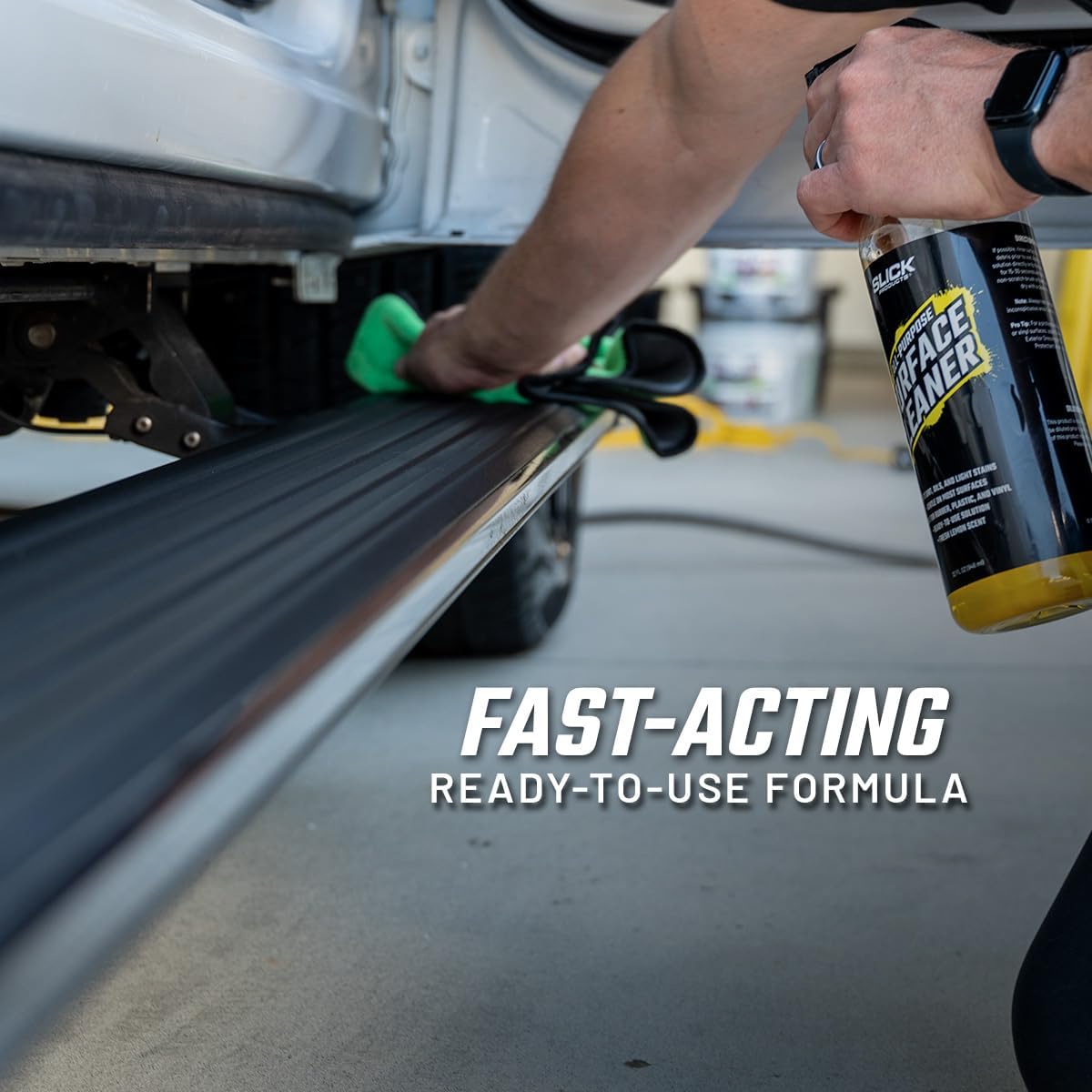 Slick Products All-Purpose Surface Cleaner – Heavy-Duty Interior & Exterior Car Cleaner for Vinyl, Plastic, Rubber, Carpet & Upholstery – Ready-to-Use Formula with Fresh Lemon Scent – 128 oz.