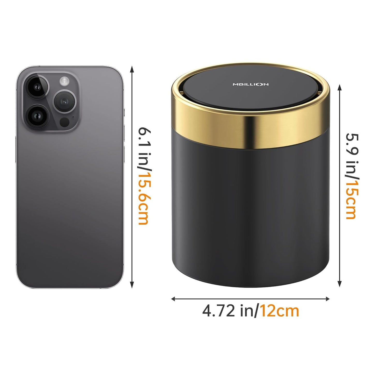 Mini Trash Can with Lid, Desktop Small Trash Can Recycling Bin Cute Metal Garbage Can for Tabletop Countertop Use,Stainless Steel 0.4Gal/1.5L Waste Bin for Office Parlor Car Bedroom,Swing Lid Open