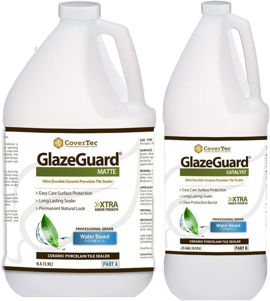 CoverTec GlazeGuard Matte Natural Look Ceramic, Porcelain Tile Grout Sealer, Flat Finish, 2 Part Kit, 0.75 Gal
