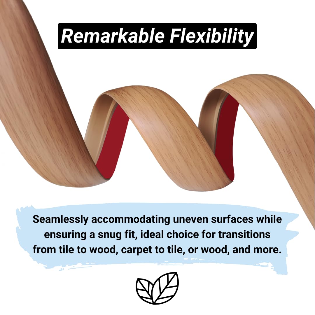 Floor Transition Strip Self Adhesive Carpet Wood Tile Vinyl Flooring Laminate Transition Cover Edge Trim Gap Doorway Threshold for Uneven Floors Heights Within 5 mm (40 inches, Light Brown Coffee)