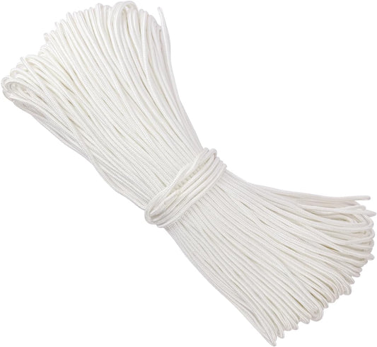 500 Feet 1/4 Inch White Polyester Rope, 6 mm Polypropylene Utility Rope for Kayaking, Camping, Home Decor