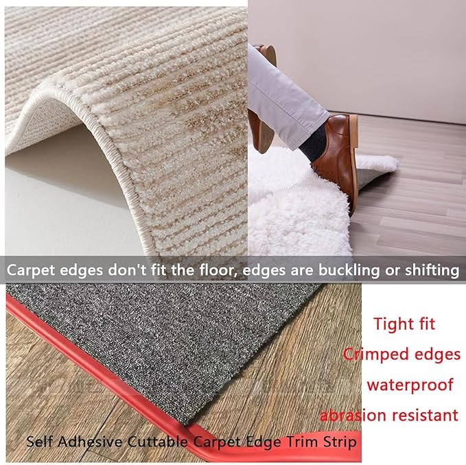 Self Adhesive Carpet Transition Strip with Edge Trim, Designed for Seamless Transitions from Carpet to Tile or Vinyl Floors, Perfect for Doorways.(Brown,30ft)