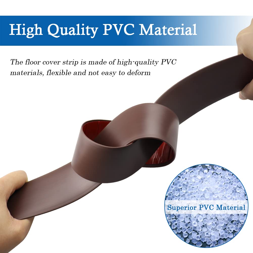 Floor Transition Strip Self Adhesive Floor Cover Strips Laminate 3" Wide Vinyl Flat Divider Transitions (7.5cm, 3.3Ft, Brown)