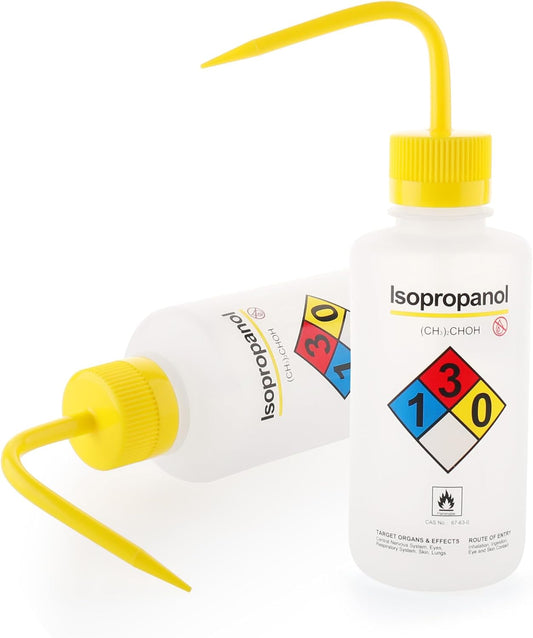 Isopropanol Wash Bottle, 1 PC of Vol.500ml (17oz), Narrow Mouth, Self-Venting Safety Wash Bottles, LDPE Material, IN-WBI501