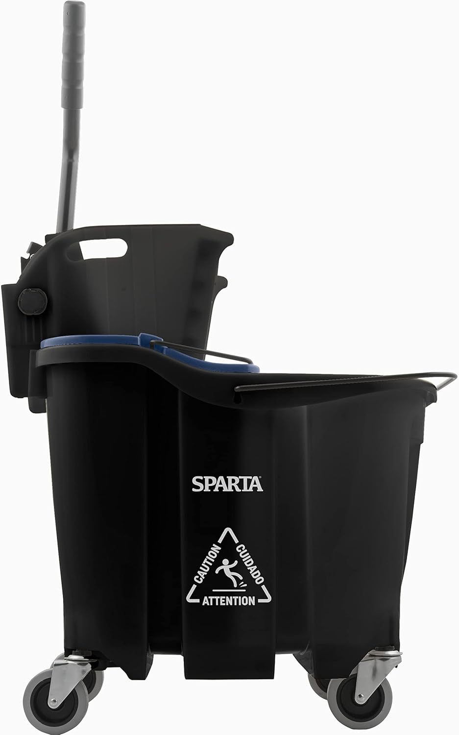 Carlisle FoodService Products Omnifit Mop Bucket with Side Press Wringer and Soiled Water Insert for Floor Cleaning, Kitchens, Restaurants, And Janitorial Use, Polypropylene (Pp), 35 Quarts, Black