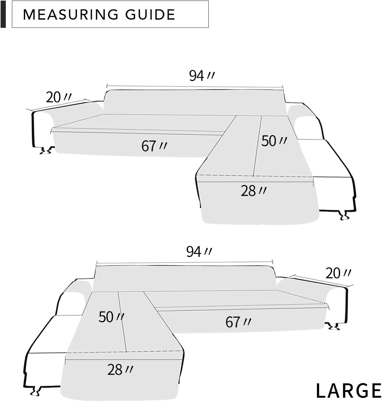 Easy-Going L Shape Sofa Slipcover - Reversible Sectional Couch Cover for Pets & Kids (Large, Beige/Beige)