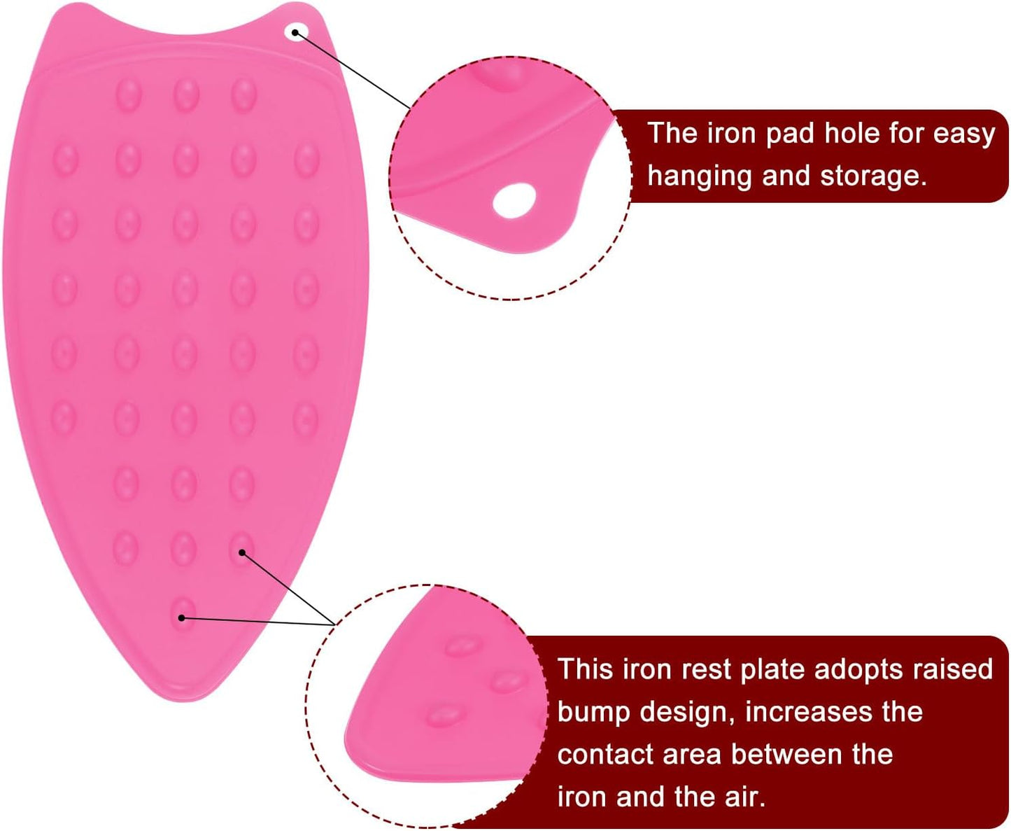 HARFINGTON 2pcs Silicone Iron Rest Pad, Multipurpose Iron Hot Resistant Mat Iron Rest Plate for Ironing Board Hot Heat Resistant Steam Compact Mat, Fuchsia/Yellow