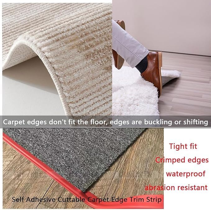 Self Adhesive Carpet Transition Strip with Edge Trim, Designed for Seamless Transitions from Carpet to Tile or Vinyl Floors, Perfect for Doorways.(Brown,6ft)