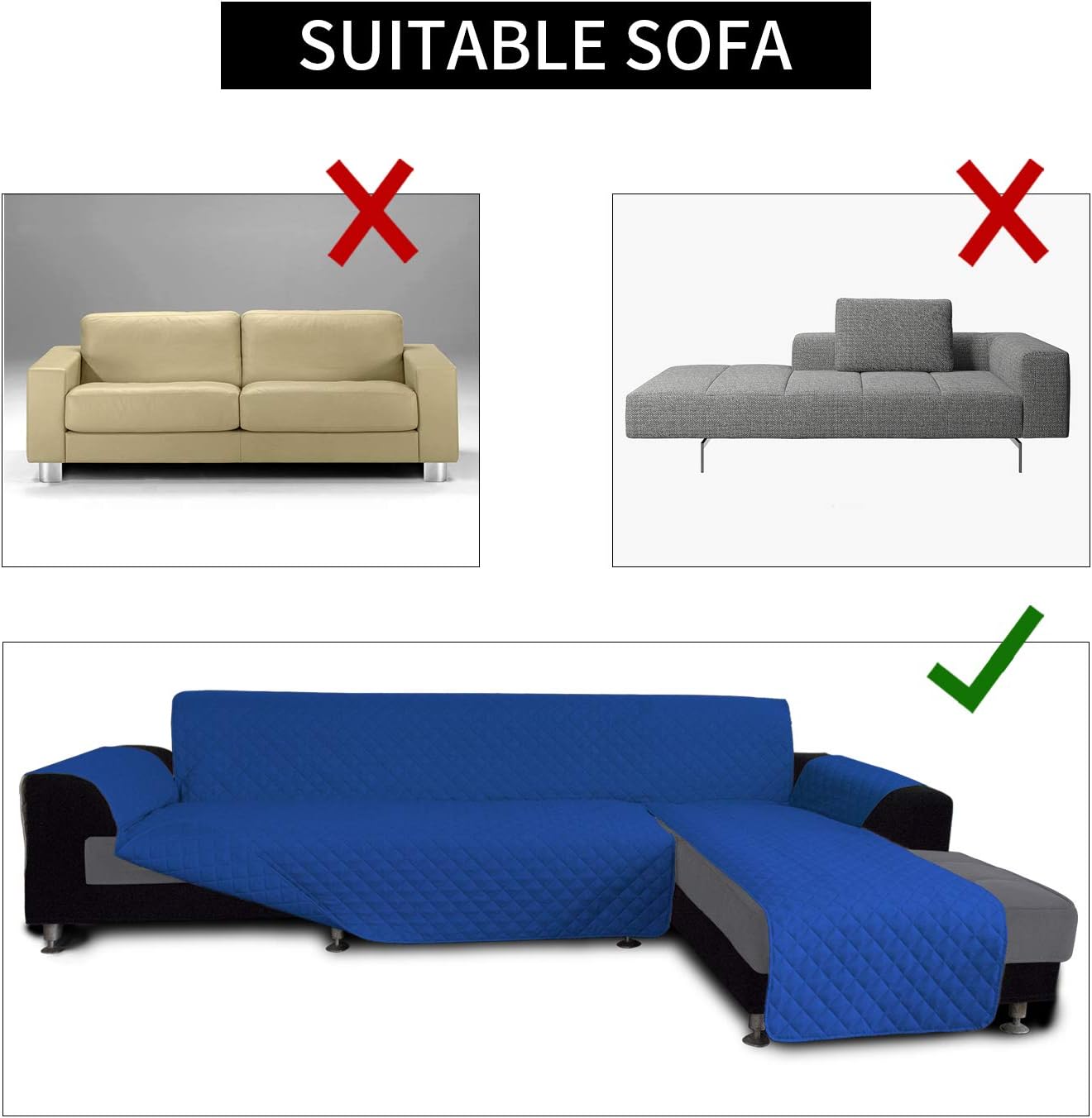 Easy-Going Sofa Slipcover L Shape Sofa Cover Sectional Couch Cover Furniture Protector Mat for Pets Dog Cat (Small, ClassicBlue/ClassicBlue)