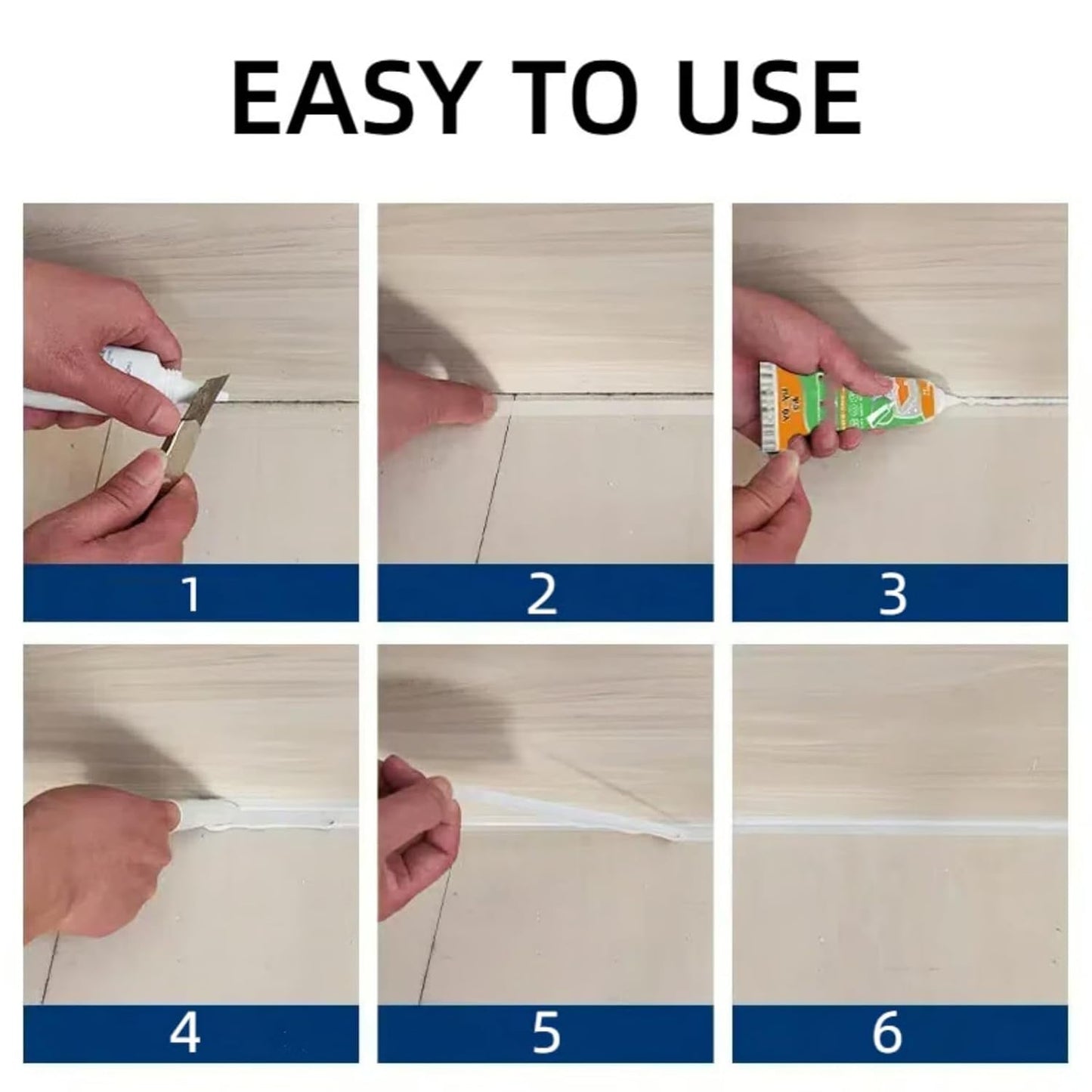 Waterproof White Grout Repair Kit, Grout Pen for Shower Tile, Grout Filler Repair, Squeeze Tube White Caulk, Waterproof & Moisture-Resistant, for Kitchen Bathroom (3)