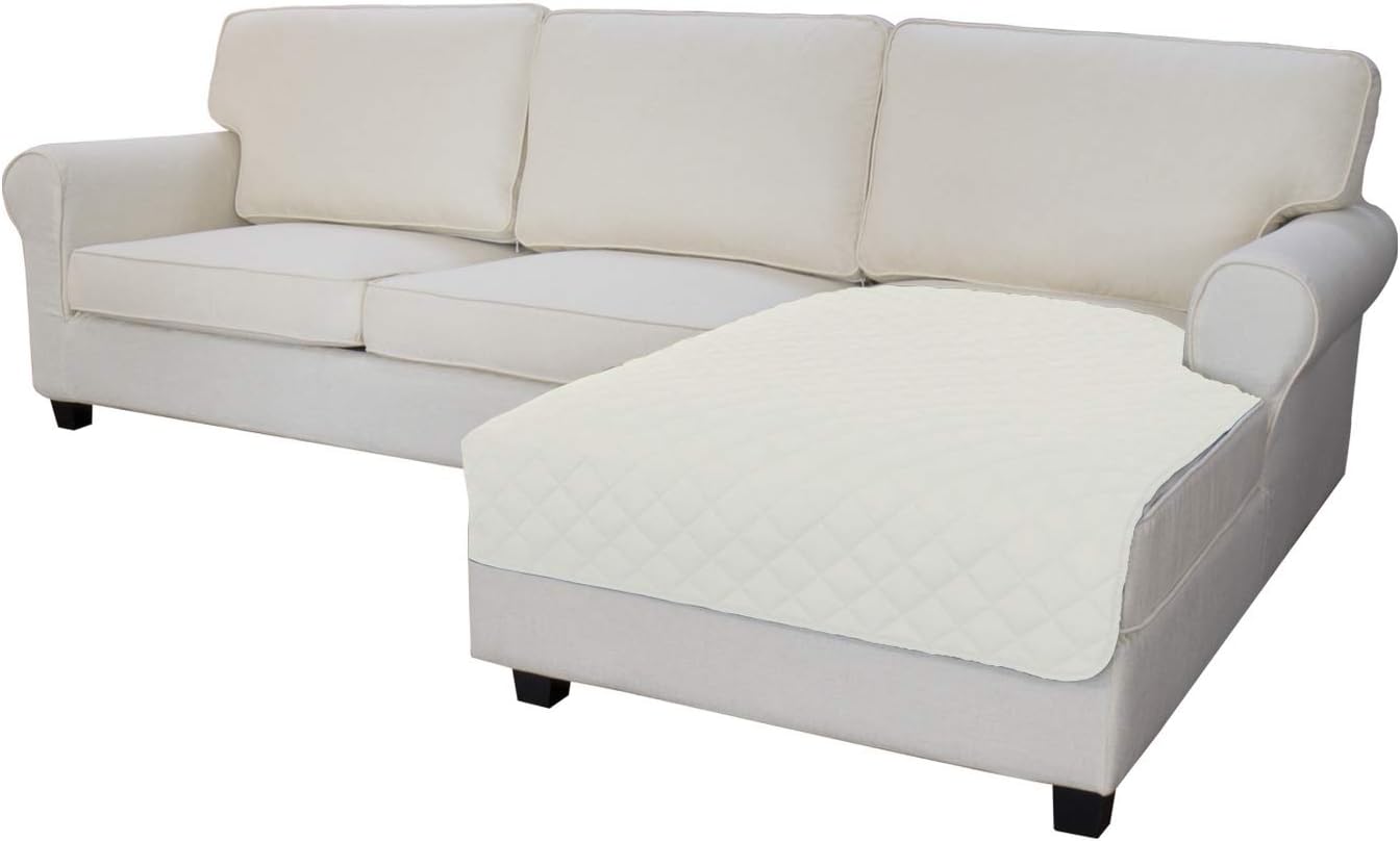 Easy-Going Sectional Couch Covers for Dogs L Shape Sofa Cover Reversible Sofa Slipcover Chaise Lounge Cover Furniture Protector Cover for Pets Dog Cat (42 x 52inches, Ivory/Ivory)