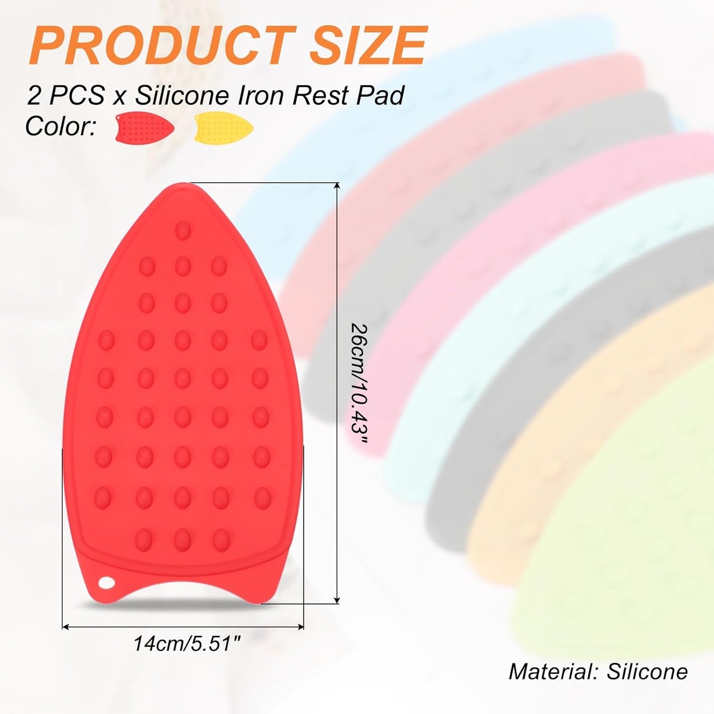 PATIKIL Silicone Iron Rest Pad, 2 Pcs Multipurpose Hot Heat Resistant Iron Rest Plate Protective Pad for Ironing Board Hot Resistant Steamer Steam Compact Mat, Red Yellow