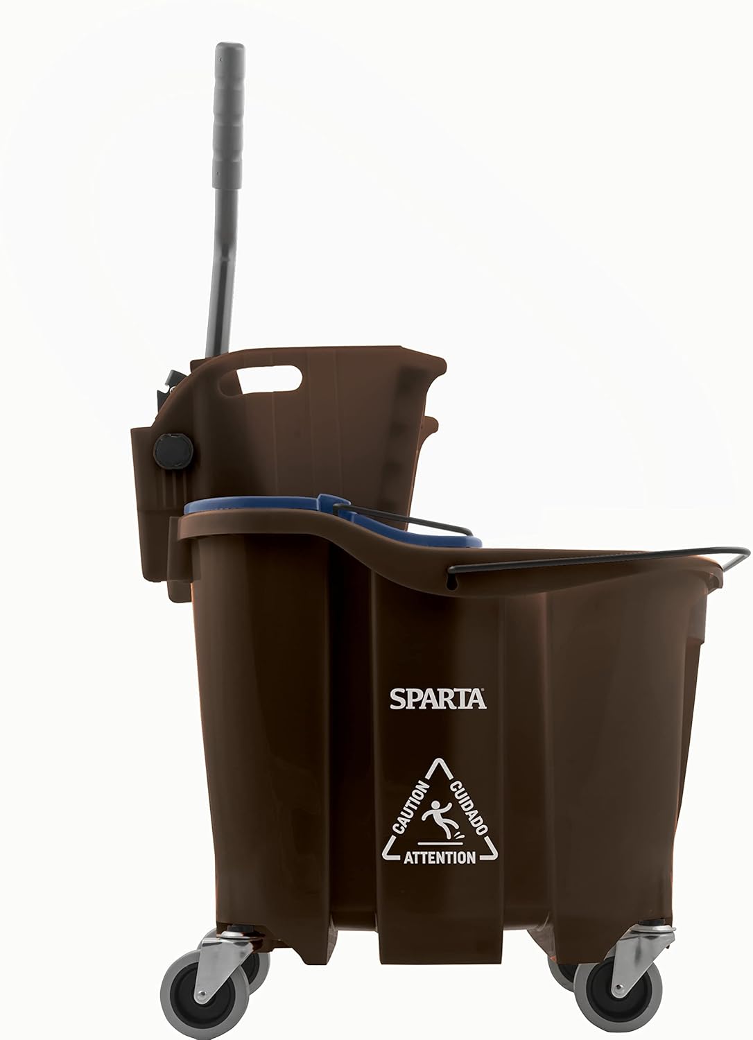 Carlisle FoodService Products Omnifit Mop Bucket with Side Press Wringer and Soiled Water Insert for Floor Cleaning, Kitchens, Restaurants, And Janitorial Use, Polypropylene (Pp), 35 Quarts, Brown