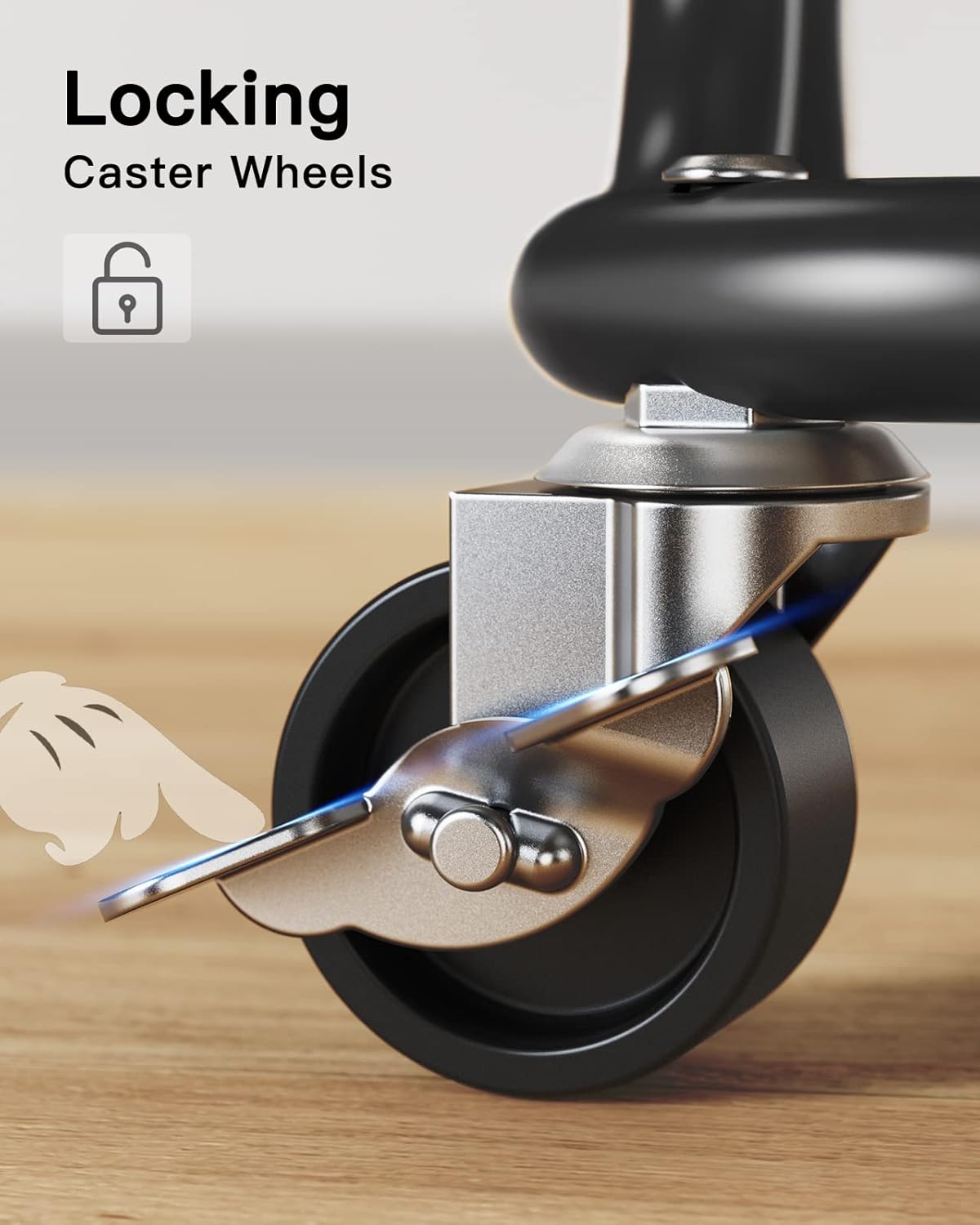 Pipishell 3 Tier Metal Rolling Utility Cart, Heavy-Duty Storage Rolling Cart with 2 Lockable Wheels, Multifunctional Mesh Organization Utility Cart for Kitchen Dining Room Living Room (Black)