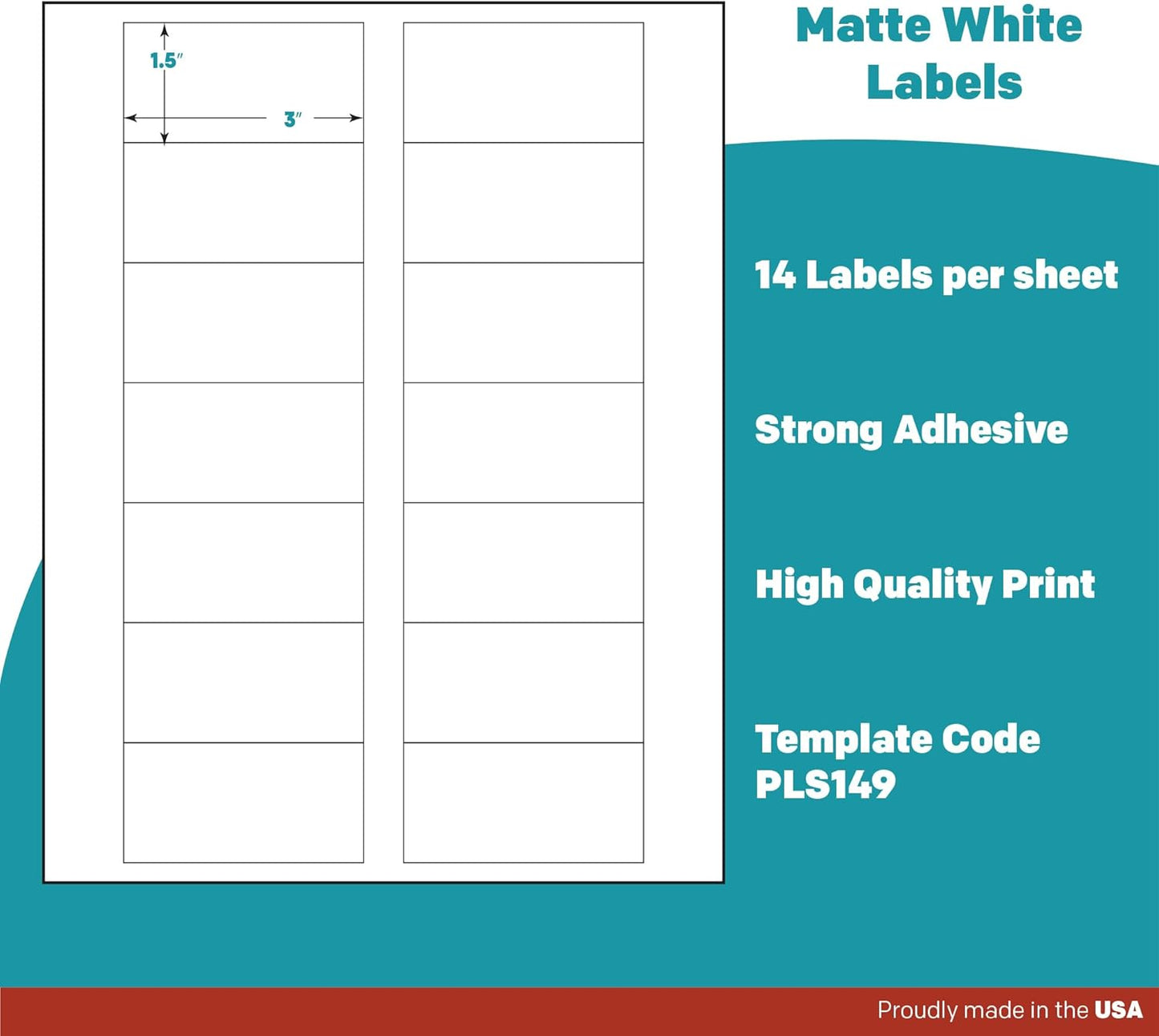 Premium Label Supply White Sticker Bottle Labels – 3" x 1.5" – Laser/Inkjet Compatible – (14 per Sheet), 1000 Sheets – 14,000 Total Adhesive Labels