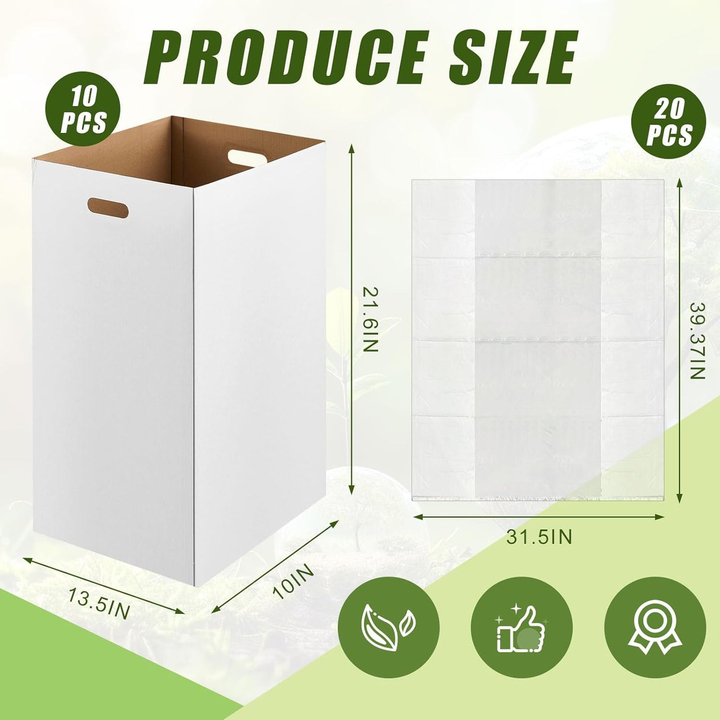10 Pack 13 Gallon Cardboard Trash Cans Disposable and Reusable Corrugated Cardboard Cans Recycling Bins Bulk with 20 Garbage Bags for Parties Events
