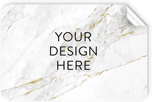 100 Custom Vinyl Stickers - Upload Your own Image, Text, Design, Logo - Personalized Logo Labels for Handmade, Packaging, Bottle, Jars, Candle, Brand Stickers (Gold Marble, 4x2)