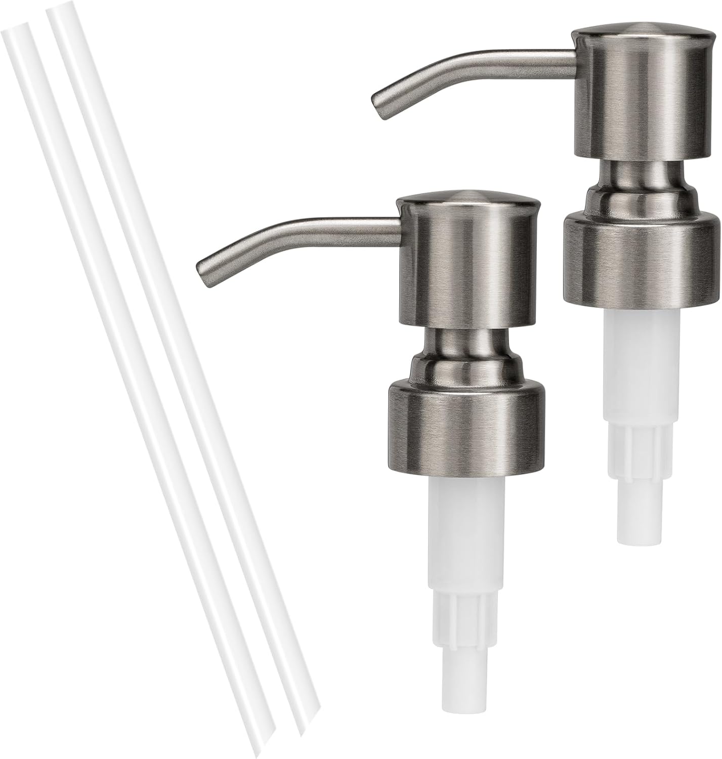 Soap Dispenser Pump Replacement 304 Stainless Steel for Regular Mouth Bottle for Standard 28/400 Thread Size Kitchen Bathroom Lotion Refill Dispenser 2 Pack(Brushed Nickel)