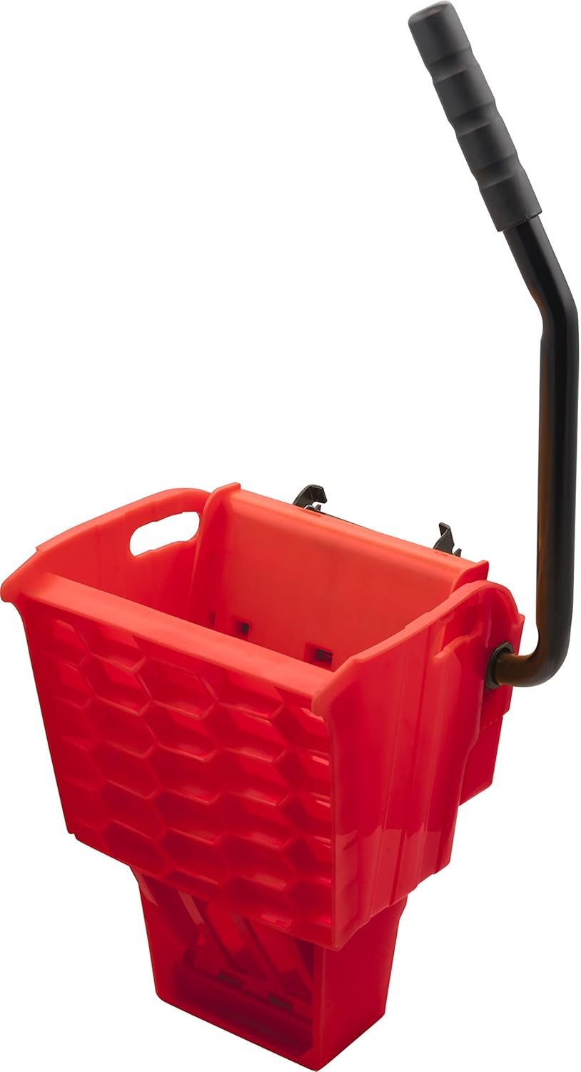Carlisle FoodService Products Omnifit Mop Bucket with Side Press Wringer for Floor Cleaning, Kitchens, Restaurants, Office, And Janitorial Use, Polypropylene (Pp), 35 Quarts, Red