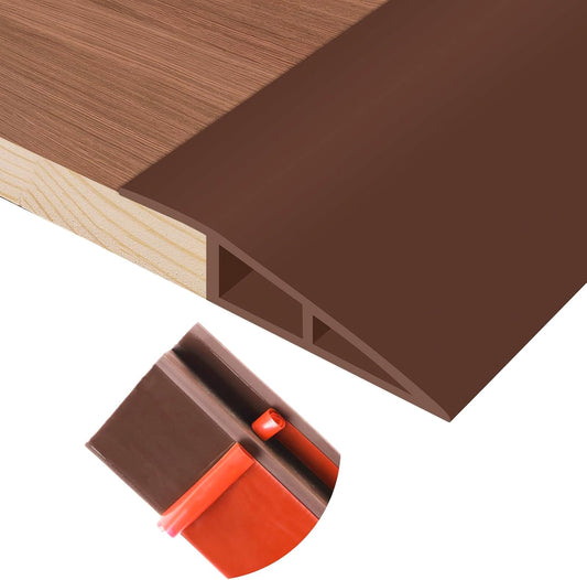 Floor Transition Strip Self Adhesive Vinyl Door Threshold for Doorways Carpet Edging Trim Overlap Edge Reducer for Laminate Floor, Carpet, Tile (Brown, 2/5" to 3/5", 3.3Ft)