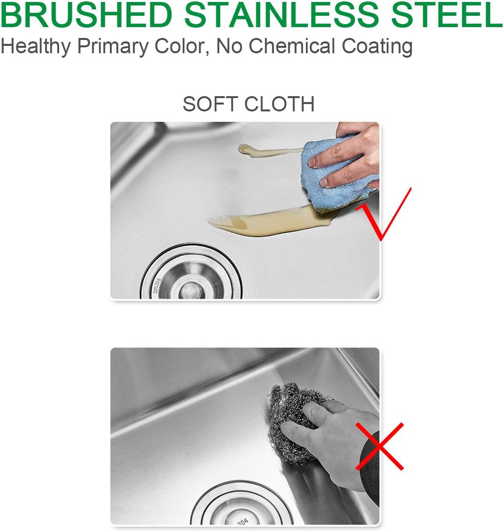 24x18 Inch Kitchen Sink Drop In, Premium T-304 Grade Stainless Steel Sink, 9" Deep Single Bowl with Brushed Finish, R10 Tight Corner,Topmount with 2 Holes, for Modern Kitchen/RV Sink