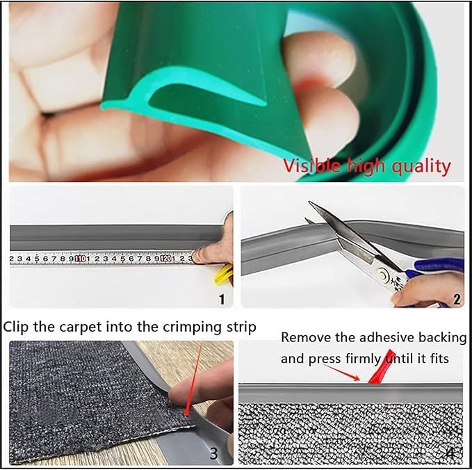 Self Adhesive Carpet Transition Strip with Edge Trim, Designed for Seamless Transitions from Carpet to Tile or Vinyl Floors, Perfect for Doorways.(Brown,60ft)