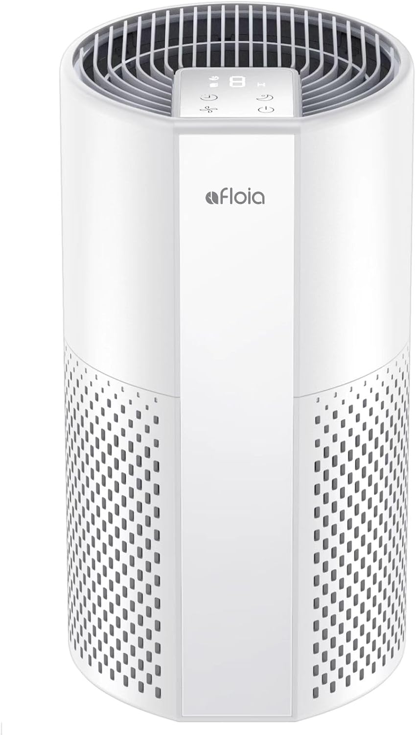 Afloia Air Purifier for Home, 4-in-1 Washable Filter for Allergies, Covers Up to 1076 ft², Quiet Operation, Auto Shut-Off & Night Light, Removes Pet Dander, Pollen, Dust, Mold, and Smoke, White,Pluto
