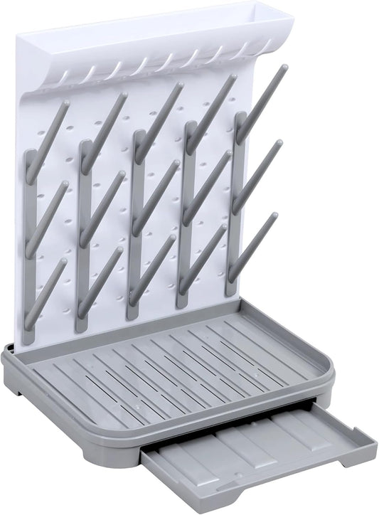 Baby Bottle Drying Rack – Large Vertical Bottle Dryer for 15 Bottles, Space-Saving Countertop Rack for Baby Bottles & Accessories, Compact Holder for Newborn Essentials