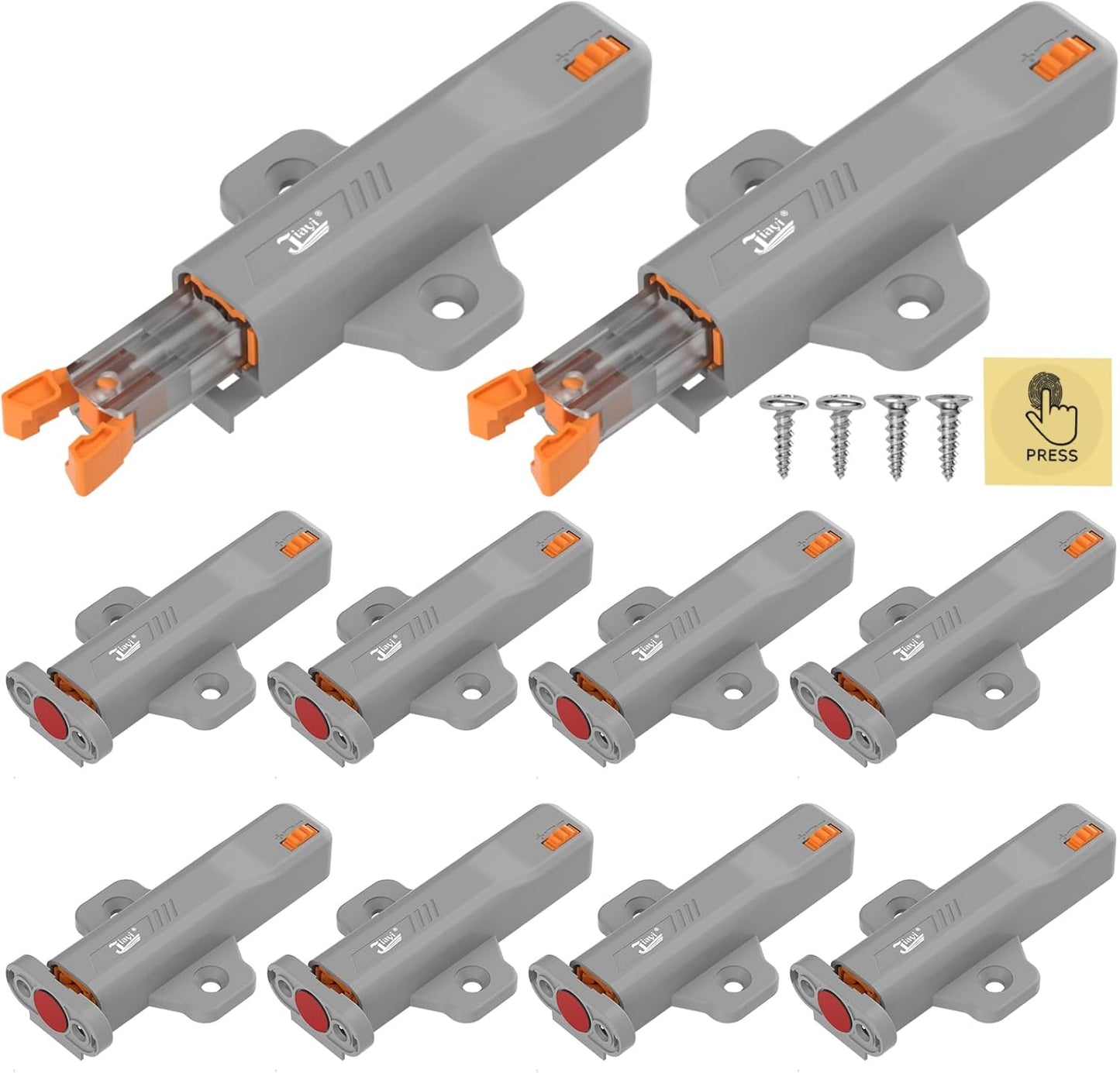 Push to Close Cabinet Latch, Jiayi 10 Pack Push Open Hardware, Cabinet Press Out Latch for Door, Non-Magnetic RV Drawer Closure, Heavy Duty RV Door Catch, Touch Latch for Kitchen