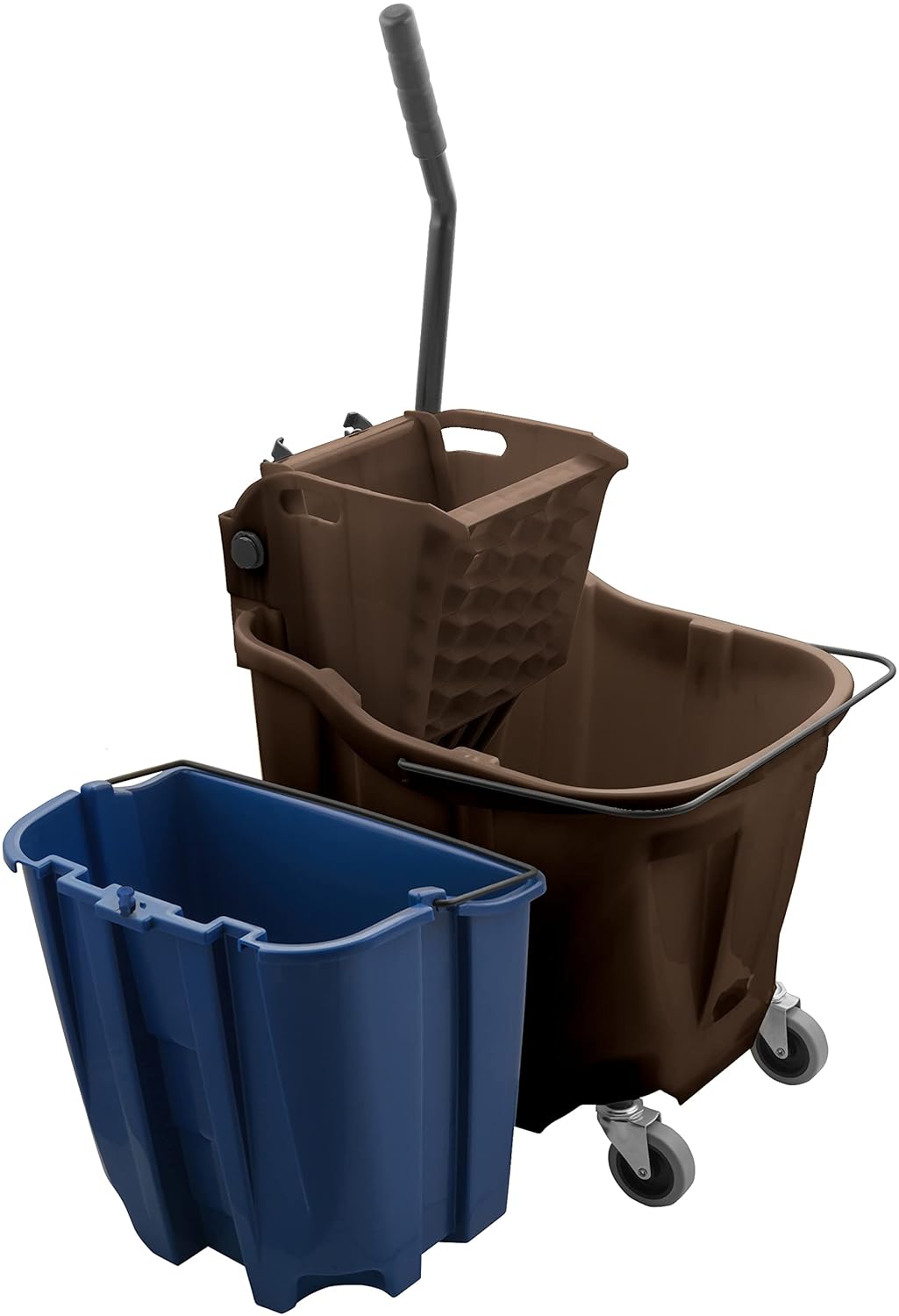 Carlisle FoodService Products Omnifit Mop Bucket with Side Press Wringer and Soiled Water Insert for Floor Cleaning, Kitchens, Restaurants, And Janitorial Use, Polypropylene (Pp), 35 Quarts, Brown
