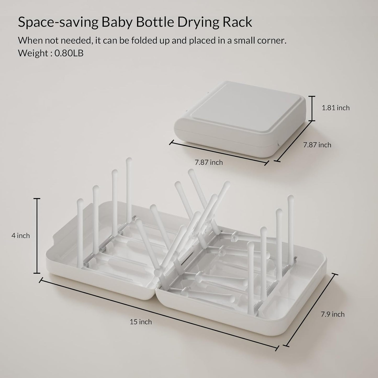 Travel Bottle Drying Rack Space Saving,Foldable Bottle Drying Rack with 16 Ribs,Portable Baby Bottle Drying Rack for Bottles,Breast Pumps and Other Feeding Accessories,Widely Used Daily Basis