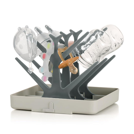 haakaa Baby Bottle Drying Rack, Space Saving Bottle Drying Tree for Bottles/Pump Parts/Pacifiers and Other Baby Essentials, Easy-Store Dryer Rack Great for Home & Travel, BPA Free (Slate Grey)