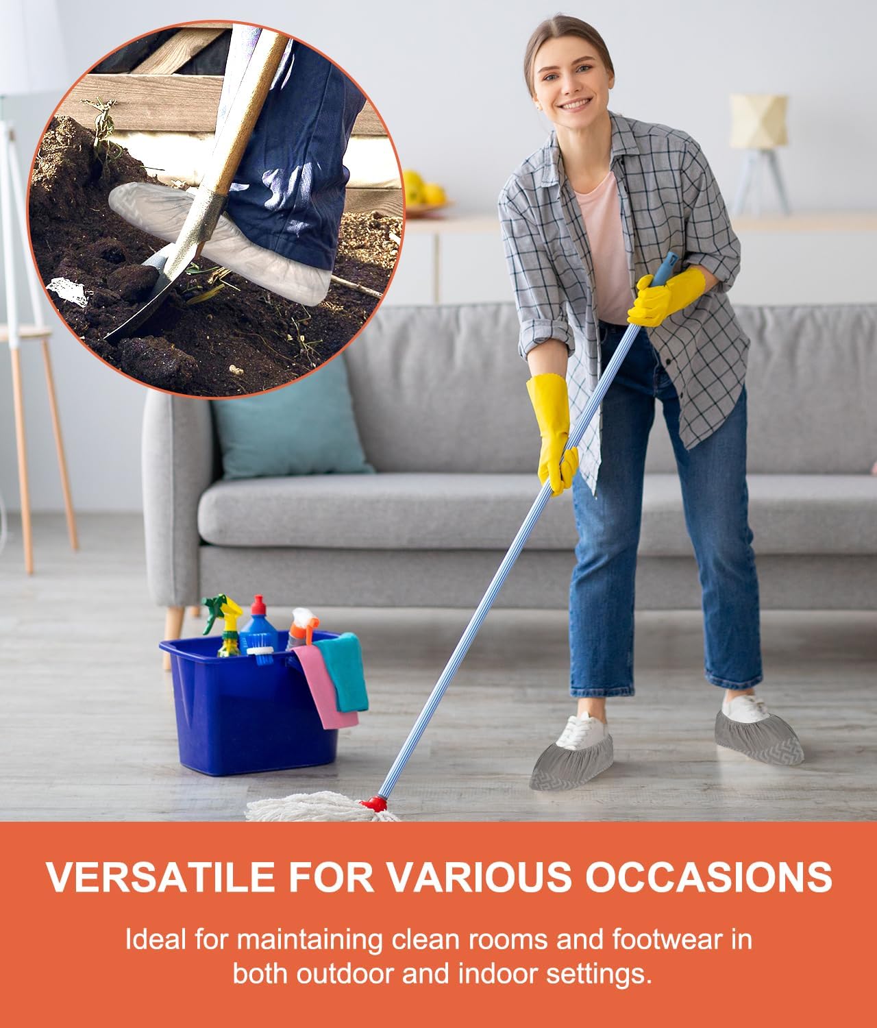 Shoe Covers Disposable 200 Pack, Non-Woven Booties for Shoes Covers,Durable Non Slip Shoe Protectors for Indoors, Breathable & Stretchable Fit for Most Sizes –Protector for Home, Real Estate, Work