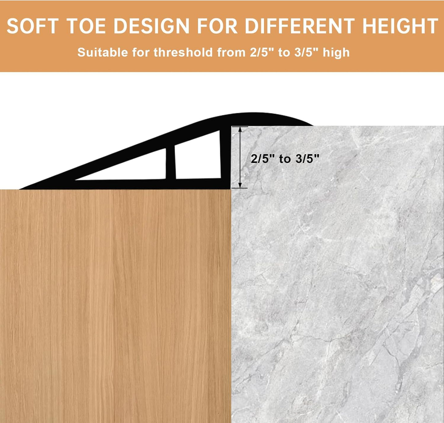 Vinyl Door Threshold Flooring Transition Strip Self Adhesive Carpet Edging Strip for Laminate Doorway Edge Threshold from 2/5" to 3/5" (Light Yellow Wood Grain, 10 Ft)