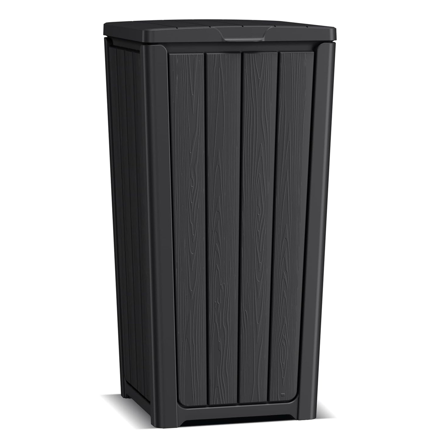EasyUp Outdoor Trash Can with Lid, Waterproof and Sunscreen Resin Garbage Cans, Outside Trash Bin for Patio, Kitchen, Deck or Backyard(Black)