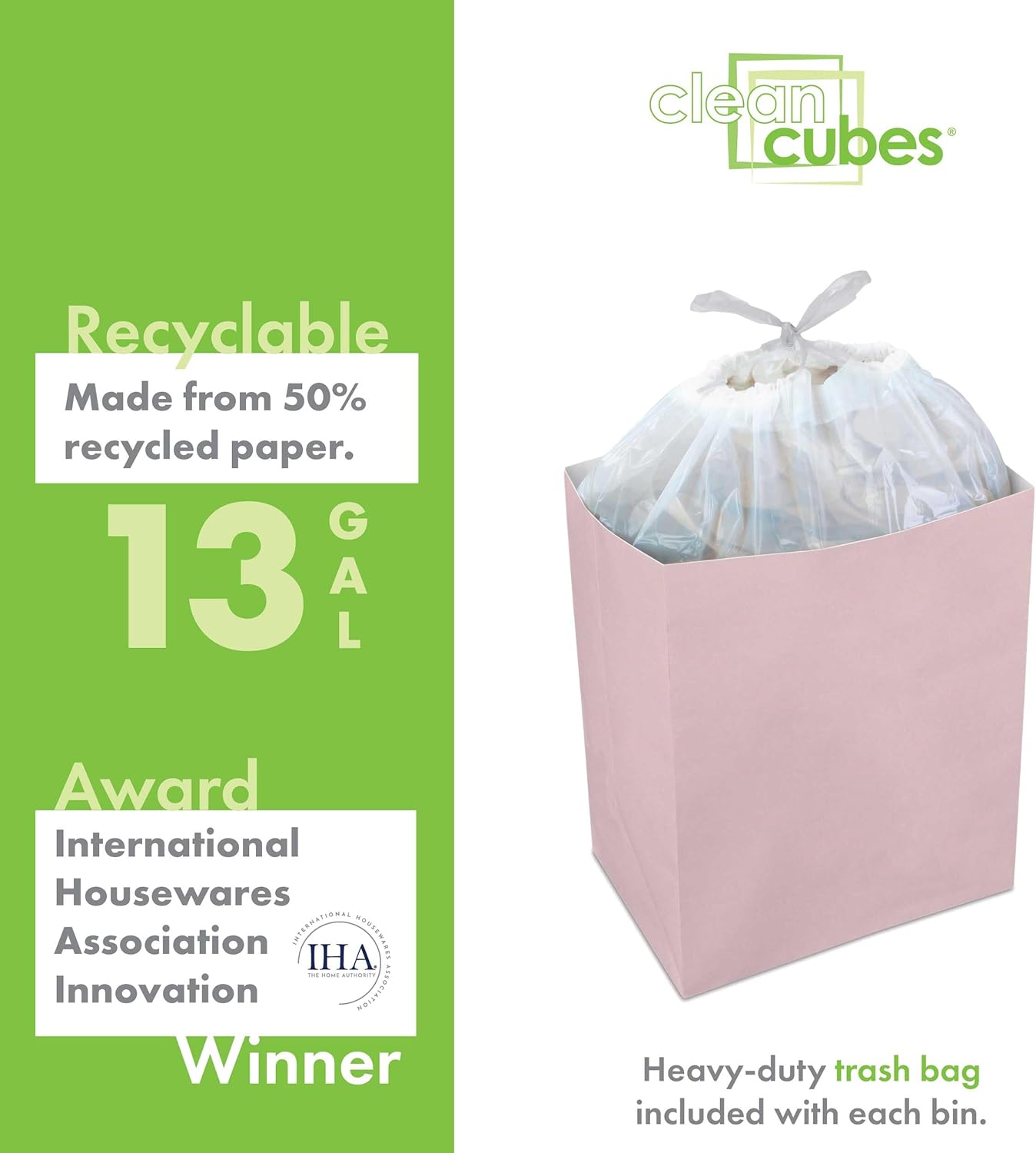 13 Gallon Disposable Pop-Up Trash Cans (3-Pack) with Fitted Bags – Foldable Garbage & Recycling Bins for Parties, Events & Kitchen (Pink, 17" H x 13.5" W x 10" D)