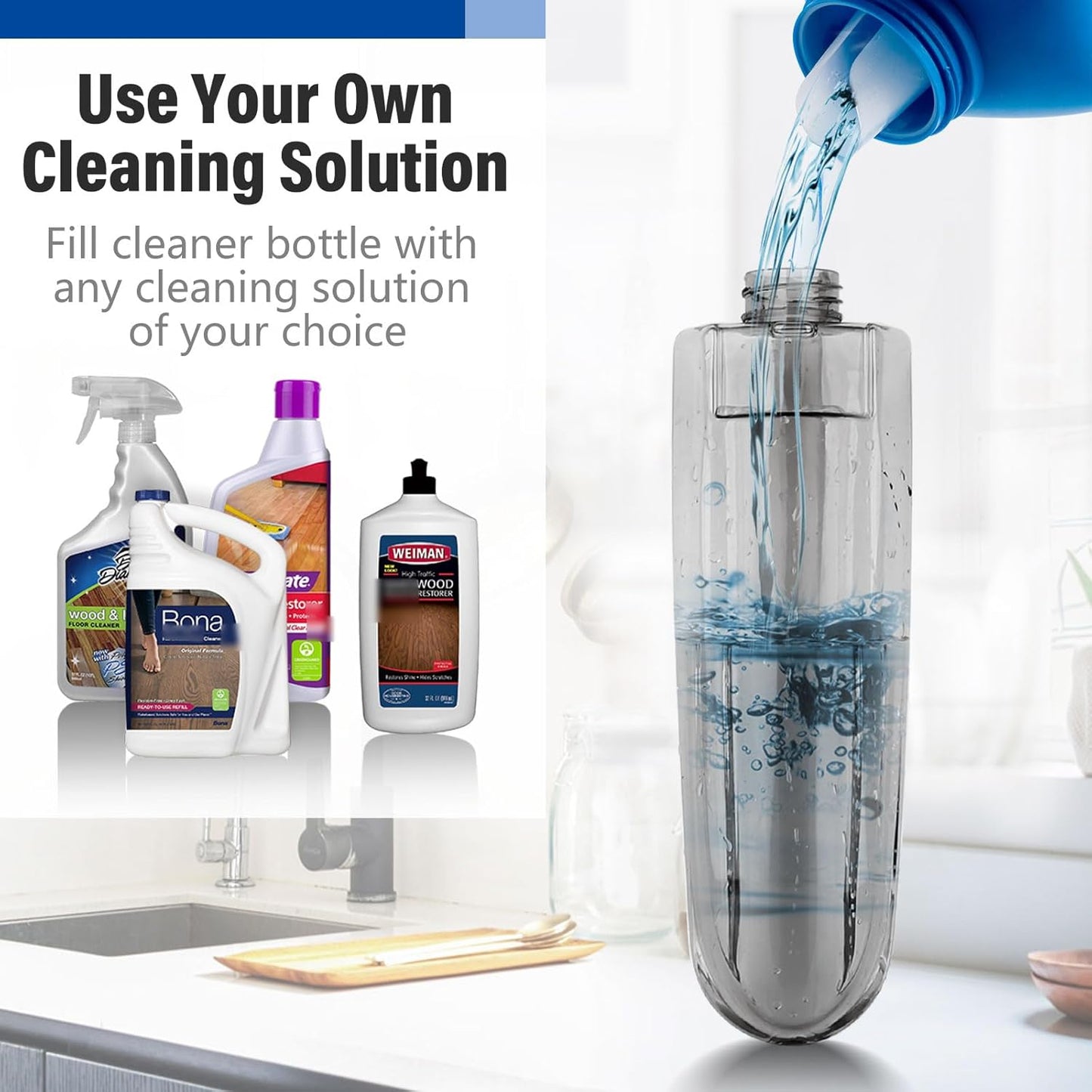 Mops for Floor Cleaning Wet Spray Mop with 14 oz Refillable Bottle and 3 Washable Microfiber Pads Home or Commercial Use Dry Wet Flat Mop for Hardwood Laminate Wood Ceramic