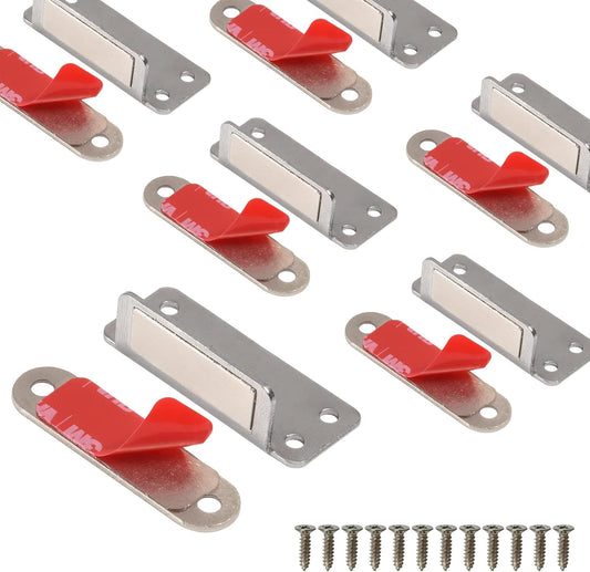 Mousike Double Magnetic Door Catch，60lb Stainless Steel Cabinet Door Magnets with Strong Magnetic for Kitchen Cupboard Wardrobe Closet Cabinet Door Drawer Latch (6Pack)
