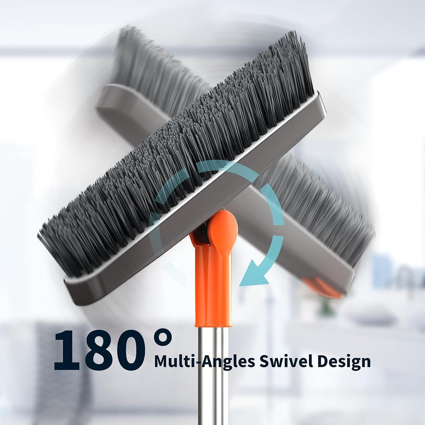 AIR U+ Grout Brush with Long Handle 180° Swivel Scrub Brush with Tweezers to Hair Clip V-Shape Grout Line Scrubber Stiff Bristles for Deep Cleaning Crevice, Tile Line, Shower, Kitchen, Corners