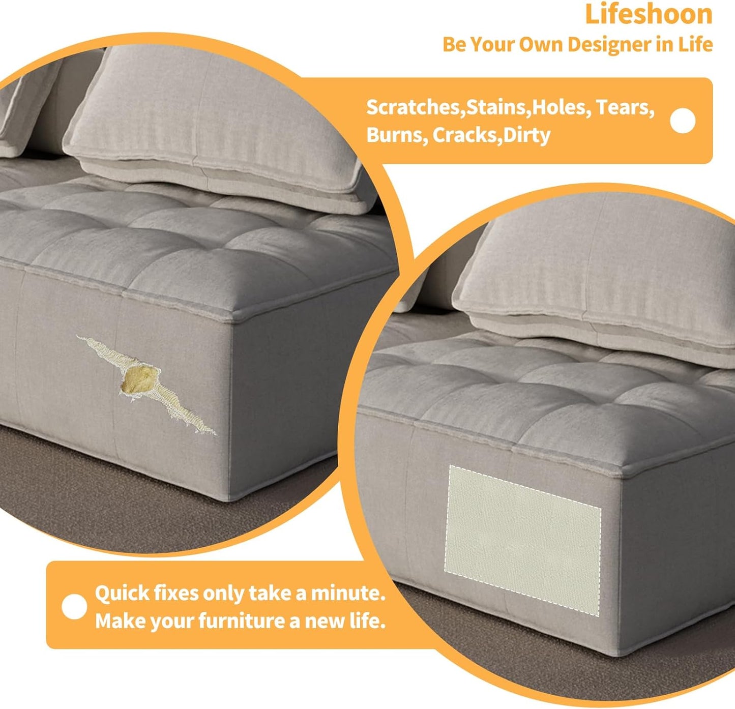 Fabric Repair Patches, 17X79 Inch Canvas Self-Adhesive Fabric Patches Tape Durable, DIY Large Canvas Repair for Sofa, Couches, Furniture, Chair, Clothing （17X79 Inch, Blue Grey）